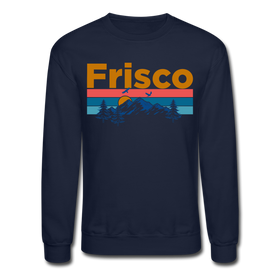 Frisco, Colorado Sweatshirt - Retro Mountain & Birds Frisco Crewneck Sweatshirt - navy