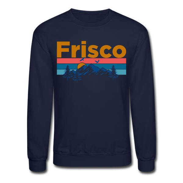 Frisco, Colorado Sweatshirt - Retro Mountain & Birds Frisco Crewneck Sweatshirt - navy