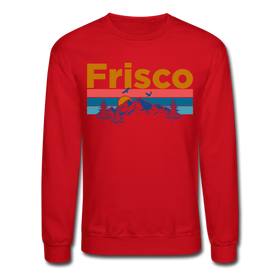 Frisco, Colorado Sweatshirt - Retro Mountain & Birds Frisco Crewneck Sweatshirt - red