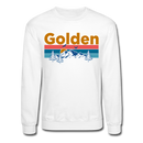 Golden, Colorado Sweatshirt - Retro Mountain & Birds Golden Crewneck Sweatshirt - white