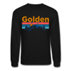 Golden, Colorado Sweatshirt - Retro Mountain & Birds Golden Crewneck Sweatshirt - black
