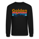 Golden, Colorado Sweatshirt - Retro Mountain & Birds Golden Crewneck Sweatshirt - black