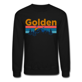 Golden, Colorado Sweatshirt - Retro Mountain & Birds Golden Crewneck Sweatshirt - black