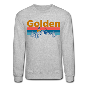 Golden, Colorado Sweatshirt - Retro Mountain & Birds Golden Crewneck Sweatshirt - heather gray