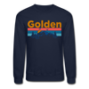 Golden, Colorado Sweatshirt - Retro Mountain & Birds Golden Crewneck Sweatshirt - navy
