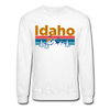 Idaho Sweatshirt - Retro Mountain & Birds Idaho Crewneck Sweatshirt - white