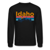Idaho Sweatshirt - Retro Mountain & Birds Idaho Crewneck Sweatshirt - black