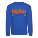 Idaho Sweatshirt - Retro Mountain & Birds Idaho Crewneck Sweatshirt - royal blue