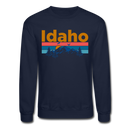 Idaho Sweatshirt - Retro Mountain & Birds Idaho Crewneck Sweatshirt - navy