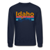 Idaho Sweatshirt - Retro Mountain & Birds Idaho Crewneck Sweatshirt - navy