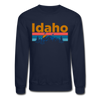 Idaho Sweatshirt - Retro Mountain & Birds Idaho Crewneck Sweatshirt - navy