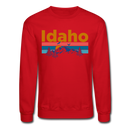 Idaho Sweatshirt - Retro Mountain & Birds Idaho Crewneck Sweatshirt - red