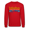 Idaho Sweatshirt - Retro Mountain & Birds Idaho Crewneck Sweatshirt - red