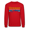 Oregon Sweatshirt - Retro Mountain & Birds Oregon Crewneck Sweatshirt - red