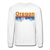 Oregon Sweatshirt - Retro Mountain & Birds Oregon Crewneck Sweatshirt - white