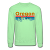 Oregon Sweatshirt - Retro Mountain & Birds Oregon Crewneck Sweatshirt - lime