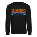 Oregon Sweatshirt - Retro Mountain & Birds Oregon Crewneck Sweatshirt - black