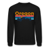 Oregon Sweatshirt - Retro Mountain & Birds Oregon Crewneck Sweatshirt - black