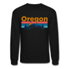 Oregon Sweatshirt - Retro Mountain & Birds Oregon Crewneck Sweatshirt - black