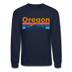 Oregon Sweatshirt - Retro Mountain & Birds Oregon Crewneck Sweatshirt - navy