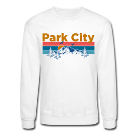 Park City, Utah Sweatshirt - Retro Mountain & Birds Park City Crewneck Sweatshirt - white