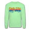 Park City, Utah Sweatshirt - Retro Mountain & Birds Park City Crewneck Sweatshirt - lime