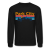 Park City, Utah Sweatshirt - Retro Mountain & Birds Park City Crewneck Sweatshirt - black