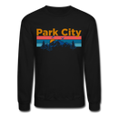 Park City, Utah Sweatshirt - Retro Mountain & Birds Park City Crewneck Sweatshirt - black