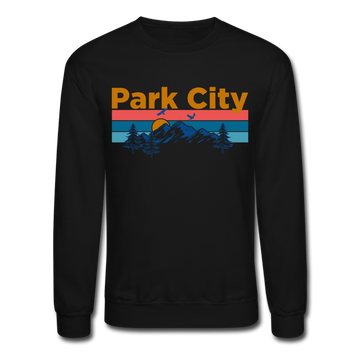 Park City, Utah Sweatshirt - Retro Mountain & Birds Park City Crewneck Sweatshirt - black