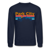Park City, Utah Sweatshirt - Retro Mountain & Birds Park City Crewneck Sweatshirt - navy