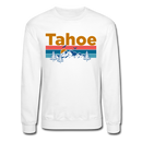 Lake Tahoe, California Sweatshirt - Retro Mountain & Birds Lake Tahoe Crewneck Sweatshirt - white