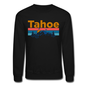 Lake Tahoe, California Sweatshirt - Retro Mountain & Birds Lake Tahoe Crewneck Sweatshirt - black