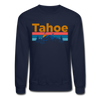 Lake Tahoe, California Sweatshirt - Retro Mountain & Birds Lake Tahoe Crewneck Sweatshirt - navy
