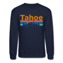 Lake Tahoe, California Sweatshirt - Retro Mountain & Birds Lake Tahoe Crewneck Sweatshirt - navy