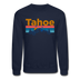 Lake Tahoe, California Sweatshirt - Retro Mountain & Birds Lake Tahoe Crewneck Sweatshirt - navy