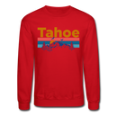 Lake Tahoe, California Sweatshirt - Retro Mountain & Birds Lake Tahoe Crewneck Sweatshirt - red
