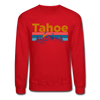 Lake Tahoe, California Sweatshirt - Retro Mountain & Birds Lake Tahoe Crewneck Sweatshirt - red
