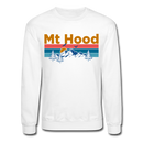 Mt Hood, Oregon Sweatshirt - Retro Mountain & Birds Mt Hood Crewneck Sweatshirt - white