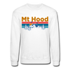 Mt Hood, Oregon Sweatshirt - Retro Mountain & Birds Mt Hood Crewneck Sweatshirt - white