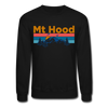 Mt Hood, Oregon Sweatshirt - Retro Mountain & Birds Mt Hood Crewneck Sweatshirt - black