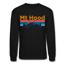 Mt Hood, Oregon Sweatshirt - Retro Mountain & Birds Mt Hood Crewneck Sweatshirt - black