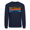 Mt Hood, Oregon Sweatshirt - Retro Mountain & Birds Mt Hood Crewneck Sweatshirt - navy