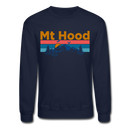 Mt Hood, Oregon Sweatshirt - Retro Mountain & Birds Mt Hood Crewneck Sweatshirt - navy
