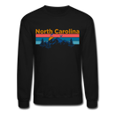 North Carolina Sweatshirt - Retro Mountain & Birds North Carolina Crewneck Sweatshirt - black