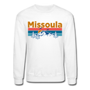 Missoula, Montana Sweatshirt - Retro Mountain & Birds Missoula Crewneck Sweatshirt - white