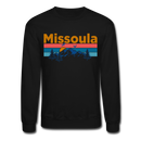 Missoula, Montana Sweatshirt - Retro Mountain & Birds Missoula Crewneck Sweatshirt - black