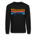 Missoula, Montana Sweatshirt - Retro Mountain & Birds Missoula Crewneck Sweatshirt - black