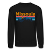 Missoula, Montana Sweatshirt - Retro Mountain & Birds Missoula Crewneck Sweatshirt - black