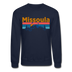 Missoula, Montana Sweatshirt - Retro Mountain & Birds Missoula Crewneck Sweatshirt - navy