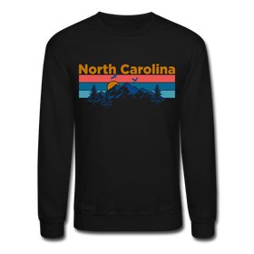 North Carolina Sweatshirt - Retro Mountain & Birds North Carolina Crewneck Sweatshirt - black